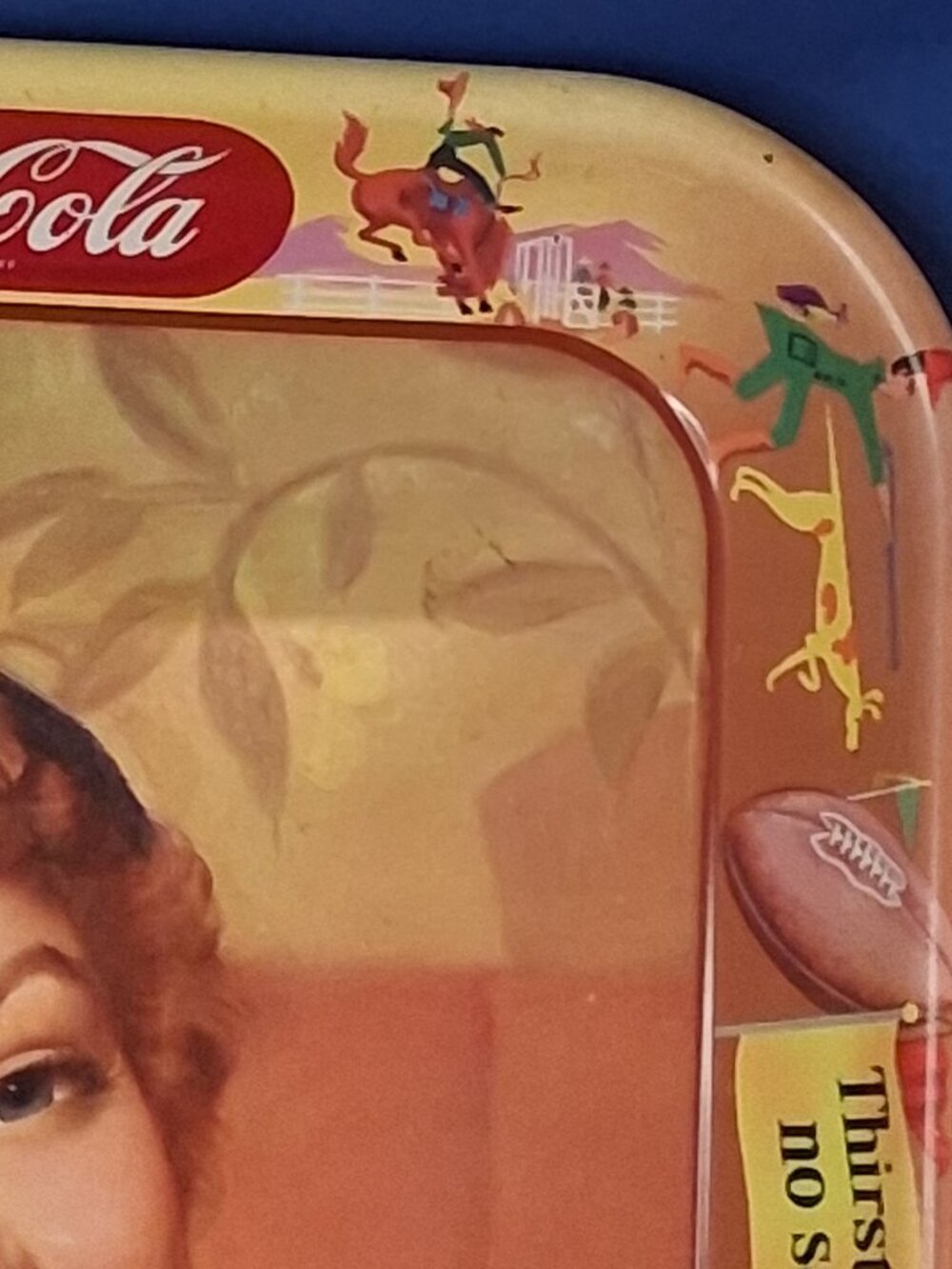 Vintage 1953 Coca-Cola Menu Girl Metal Serving Tray Thirst Knows No Season - Picture 7 of 11